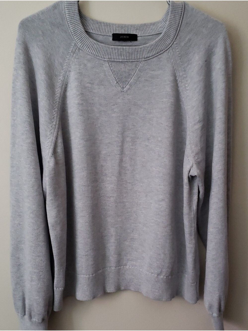 J. Crew Light Gray Crewneck Cashmere Cotton Blend Crewneck Sweater